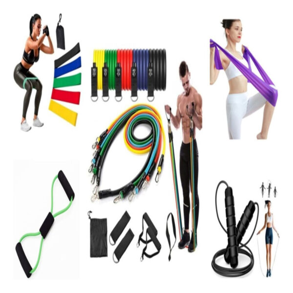 Acessórios Esportivos Kit 20 Itens Treino Exercicios Elásticos Corda de Plar Faixa Elástica Mini Band 12níveis Primemix