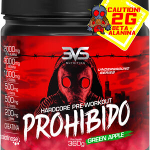 Pré Treino Prohibido 360g Sabor: Green Apple - Fórmula Exclusiva Com Creatina, Beta Alanina, Taurina, Cafeína, Arginina, L-tirosina, Palatinose E L-alanina