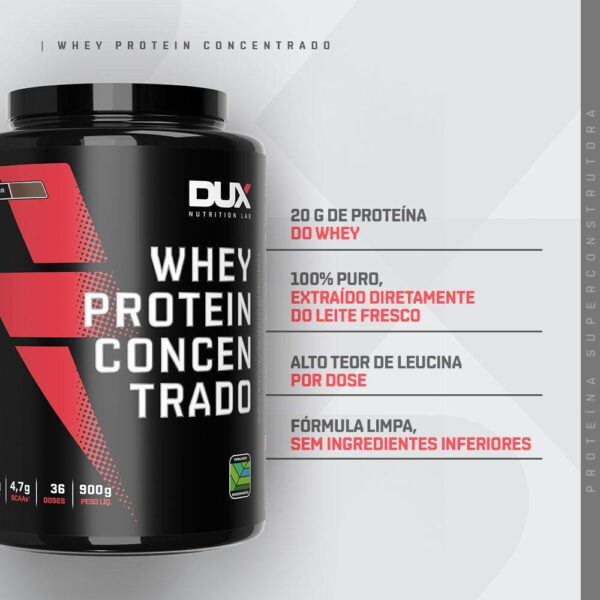 Whey Protein Concentrado Pote 900g Dux Nutrition Sabor Chocolate