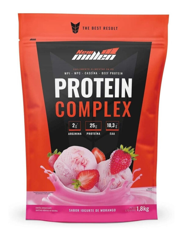 Suplemento New Millen Premium sabor iogurte de morango de 1.8kg - Pó