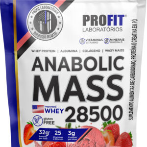 Hipercalórico Anabolic Mass 28500 3kg Profit Labs Sabor Morango