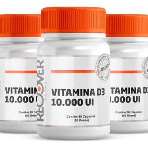 Kit 3x Vitamina D3 10.000 Ui 60 Cápsulas - Recover Farma Sabor Without Flavor