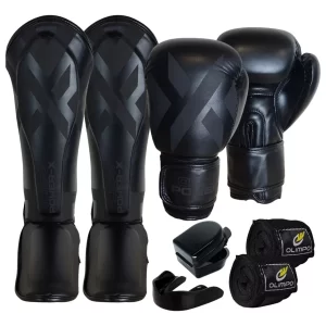 Kit Muay Thai - Luva - Caneleira - Bandagem - Bucal