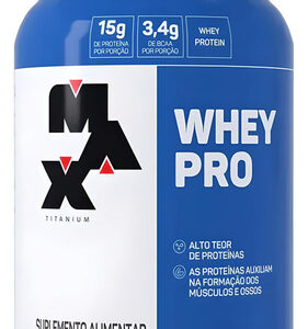 Whey Pro Concentrado Pote 1kg - Max Titanium Sabor Morango